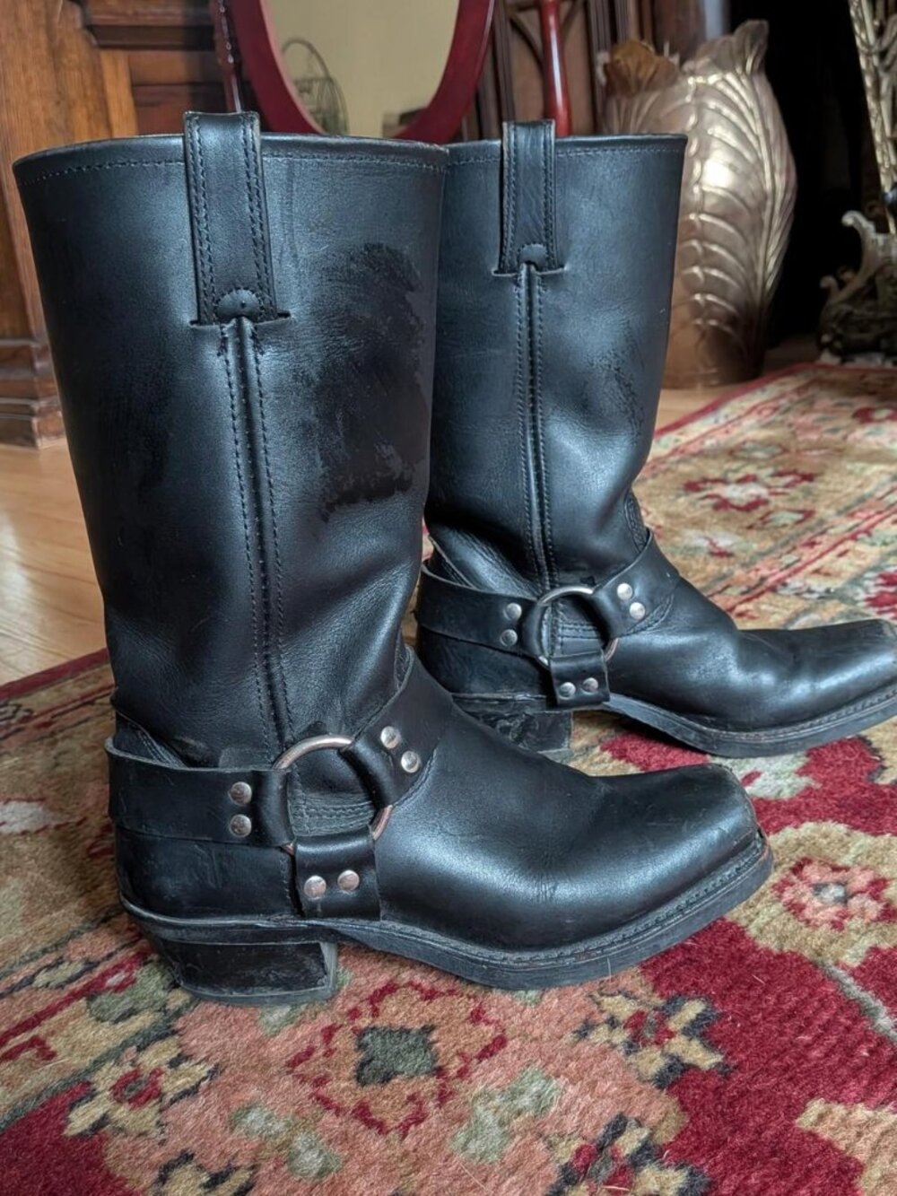Frye Harness 12r black engineer boots 7.5